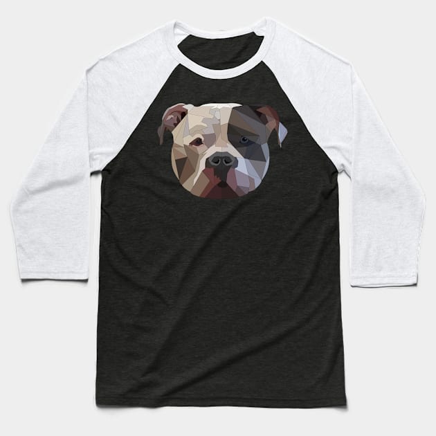 Dog American Staffordshire Terrier Low Poly Type Baseball T-Shirt by Monstershirts